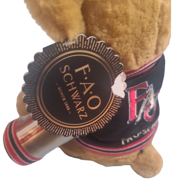 FAO Schwarz Teddy Bear Plush Varsity Jacket 12" Stuffed Animal Toy Brown Black - Picture 4 of 11